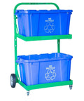 Tough As Nails Heavy Duty Recycle Bin Cart With Aluminum Frame And Stainless Steel Hardware Manages Four Hundred Pounds For No Sweat Weekly Trash Day Collection with blue recycling bins.