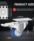 Diagram of 2 Inch Stainless Steel Castors With Brakes, Set Of 4, 304 Stainless Steel Heavy Duty Caster Wheels showing dimensions.