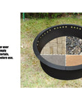 Smokeless Fire Pit Ring Insert Heavy Duty Steel Rim For DIY Fire Pits 40 Inch Outer 36 Inch Inner shown with base materials