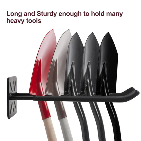Heavy Duty Double Garage Hooks Wall Mount 12.44 Inch Long Utility Hangers Two Pack For Ladders Bikes Tires Garden Tools Strollers Snowboards Shovels Rakes Axes Large Tools And More holding shovels