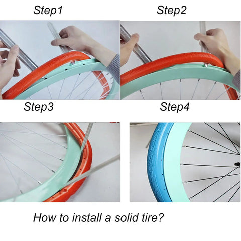 Step-by-step installation of Solid Airless Bike Tire 20x1.75 No Pump Needed Inflation Free Puncture Proof Anti Slip