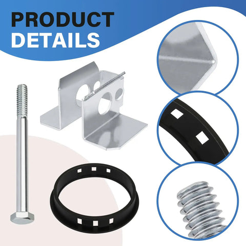 Close-up of Padlock Fastener Kit For Delta Jobox Cabinets 15 Piece Set with O-rings, clips, nuts, and bolts.