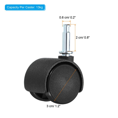 1 Inch Nylon Swivel Stem Casters 10 Pack With 360 Degree Insert Wheels for Chairs Shelves And Furniture Replacement 13 Kg Capacity Per Caster Floor Friendly Durable Nylon Rollers Black