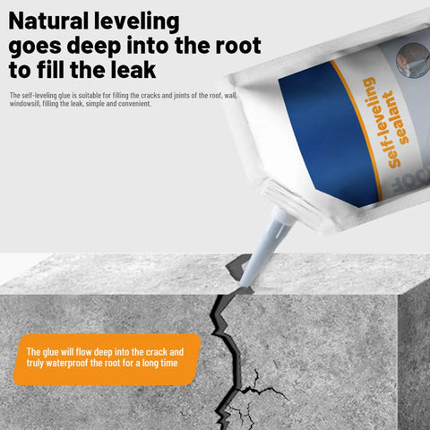 Heavy Duty Liquid Concrete Crack Filler and Waterproof Sealant for Basements Roofs and Pool Projects Quick Setting Formula 500ML tube dispensing into a crack.