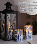Blue Dots Flameless LED Candles In Glass Jars Set Of 3 With Remote Control showcasing realistic flicker and nightlight decor