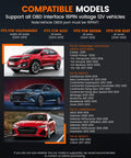 VD500 OBD2 Scanner For Volkswagen Group Cars Diagnostic Tool vehicle compatibility chart including models from 2000 to 2019.