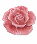 Two Pack Ceramic Vintage Floral Rose Drawer Knobs For Dresser Closet Kitchen Cupboard Includes Screws Pink Shiny Polished Finish 40mm Diameter By 34mm Height