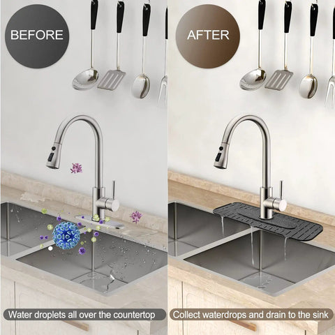 Silicone Faucet Mat Drip Catcher For Kitchen Faucets Tailor Made For 1cm Deck Plate Light Grey Durable Reusable Silicone Drip Tray