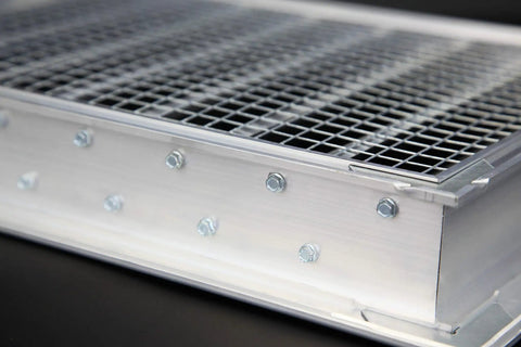 Close-up of Exterior Aluminum Gable Louver Vent for Walls and Crawlspace, 16 by 16 inches with Screen Mesh, Weather Resistant Air Grille