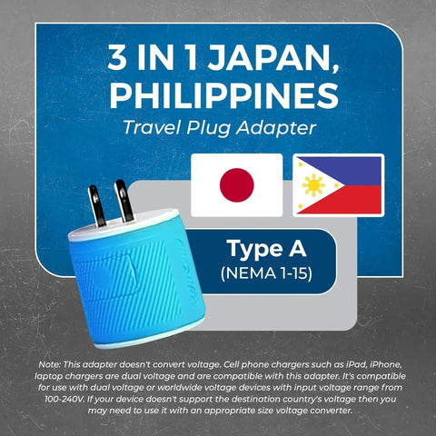 Must Have Travel Type A Plug Adapter For USA Inputs That Works In Japan And Philippines Dual USB Ports Up To Two Point Four Amps