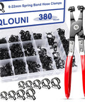 380 Pcs 6 To 22 Mm Spring Hose Clamps Kit 12 Sizes Black Fuel Line Clamps With Hose Clamp Pliers Locking Device and Tool