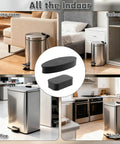 Six Pack Adhesive Trash Can Wall Guards No Drill Backing To Protect Walls From Scratches in various rooms with trash cans.