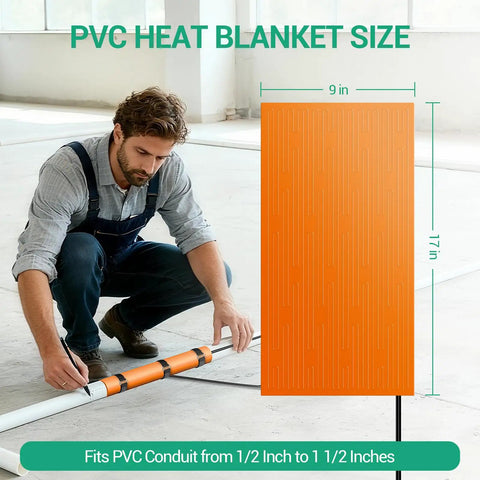EZIRVLIFE PVC Pipe Heating Blanket 17 By 9 Inches Silicone Electric Pipe Bender Heater With Thermostat 120V next to plastic pipes.