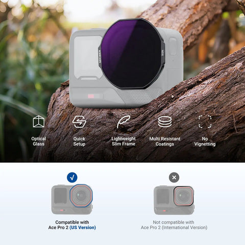 Insta360 Ace Pro 2 US Version Octagonal Lens Filter Set With ND8 ND16 ND32 And PL Polarizer Snap On No Fuss For Quick Exposure Control