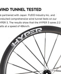 Hyper 3 Road Bike Carbon Spoke Wheelset 700C Ultralight Disc Tubeless Ready Black With White Decal Rim Detail
