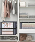 6-Pack Clothes Organizer Storage Bags Foldable Storage Box With Large Clear Window And Sturdy Handles For Closet 35L Grey