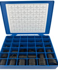 Open blue case of Industrial Buna N Square O Ring Kit Duro 70 436 Pieces 36 Sizes Including AS568 006 Through 220