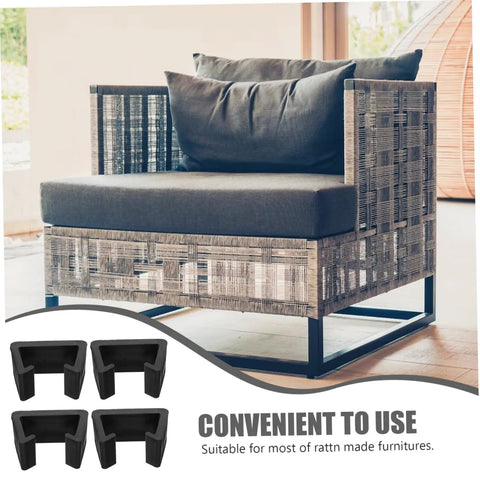 Rattan Furniture Clips Set 4 Pack For Outdoor Patio And Living Room Easy Install Sofa Alignment Fasteners Sectional Connector Clips For Rattan Furniture 6 Cm Black No Fuss No Trace Removal Heavy Duty shown with a rattan chair.
