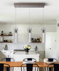 Pendant Lights For Kitchen Island With Remote Control, Dimmable And Color Temperature Adjustable From Warm White To Cool Daylight, Brushed Nickel Finish With Clear Cylinder