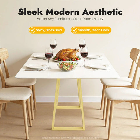 2 Pack Gold Trapezoid Metal Table Legs Beefy Heavy Duty Full Welded Furniture Legs With Non Slip Pads 440.92 Lbs Load Per Leg Modern DIY