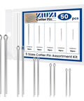 Stainless Steel Cotter Pin Set 50 Pieces Assortment Kit With 5 Sizes M1.5 X 25mm M2 X 30mm M2.5 X 40mm M3 X 60mm M4 X 80mm For Cars Mechanics Power Equipment Lawn Mower packaging and pins