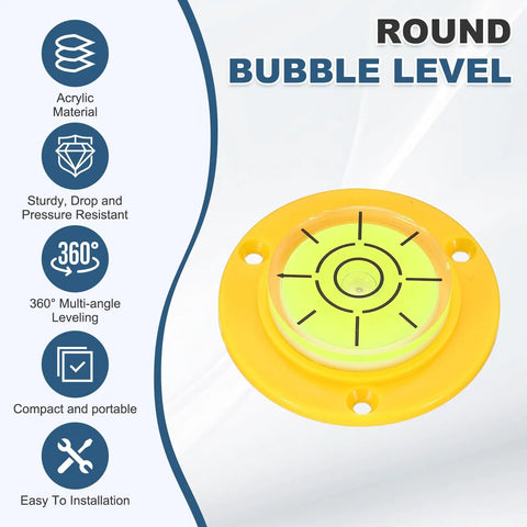 Nexarelle 3pcs Round Bubble Level D:48.9mm, H:9.2mm Yellow/Green with clear scale and installation holes.