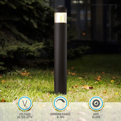 43 Inch Led Bollard Light Featuring Slick Beam Focus And Straight Up Adjustable Warm To Cool Temperature Settings For Top Notch Outdoor Yard Pathway Illumination And Heavy Duty Landscape Garden Accent Lighting on grass