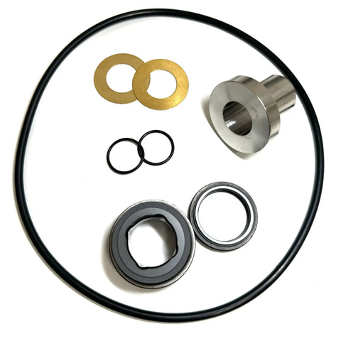 Heavy Duty Mechanical Seal Kit For QP3 Trash Pump Series Includes Seal And Sleeve Adjust Liners And O Ring For Quick Fix, parts laid out