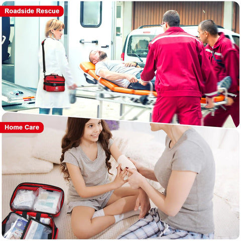 Poygik Premium 420-piece large first aid kit in red carry case for home and car use
