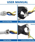 User manual showing steps to use Beefy Heavy Duty PEX Clamp Kit With Cinch Pliers, 130 Piece Stainless Steel Crimp Rings And Clamp Set.