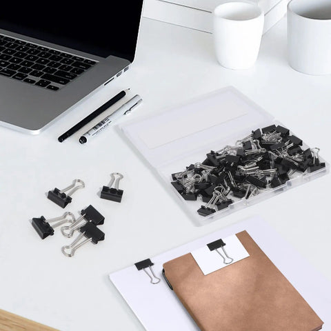 60 Pack Small Binder Clips 3/4 Inch Black Office Paper Clips For Organization Durable Rust Resistant Steel Reusable Standard Size Desk Staple