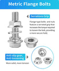 Beefed Up 300 Piece Metric Flange Bolt Kit With M6 M8 M10 Flange Hex Bolts And Nuts And Washers, 304 Stainless Steel, Silver