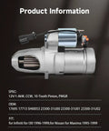 Starter Motor For Infiniti I30 And Nissan Maxima 3.0L 12V 10-Tooth Pinion Hitachi PMGR on black background