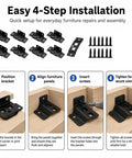 10 Pack L Shape Stainless Steel Right Angle Corner Brackets With Screws Interlocking Hidden Furniture Connectors installation steps