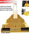 Heavy Hitter 4 Ton Telescopic Forklift Jib Boom Attachment with 8800 Lb Lift Capacity showing double fork pocket design and dimensions.