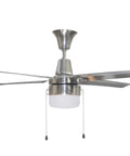 LED Ceiling Fan With 48 Inch Span, Reversible Motor, Dope Brushed Chrome Blades, 6.5W A15 LED, Safety Cable Hangdown, and Medium Base
