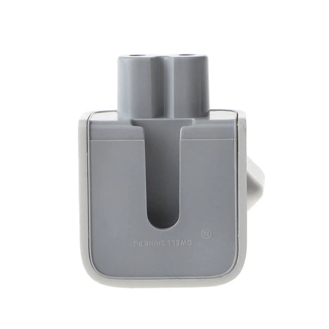 Back view of EU Plug Converter Travel Charger Adapter For Apple iBook And MacBook Pro, travel ready, two round pins, white, pack of 2