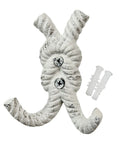 Top Shelf Nautical Rope Knot Wall Hooks Set Of Three Tough Cast Iron Antique White Finish showing one hook with anchors.