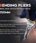 6 Inch Hand Seamer For Sheet Metal With One Quarter Inch Depth Markings Straight Jaw Bender Pliers close-up with cushion handle