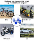 Glow In The Dark Tire Valve Caps Pack Of 12 For Cars, Trucks, SUVs, Motorcycles And Bikes, image showing compatibility with various vehicles.