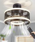 Dope Industrial Caged Ceiling Fan With Light Remote Control, Dimmable LED Ring, 3 Color Temperatures, 3 Speed Settings