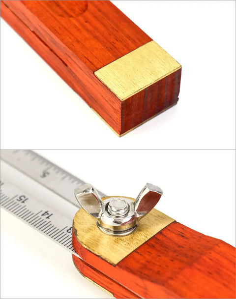 Badass 9 Inch Stainless Steel T Bevel Gauge Angle Finder with wooden handle and brass clamp for precise angle measurement.