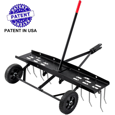40 Inch Tow Behind Dethatcher With 20 Spring Steel Tines For Thick Lawns, powerful lawn sweeper rake for tractor attachments