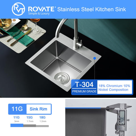 15 X 17 Inch Drop-In Black Nano Finish Bar Sink 304 Stainless Steel Prep Sink with basket strainer, shown installed.
