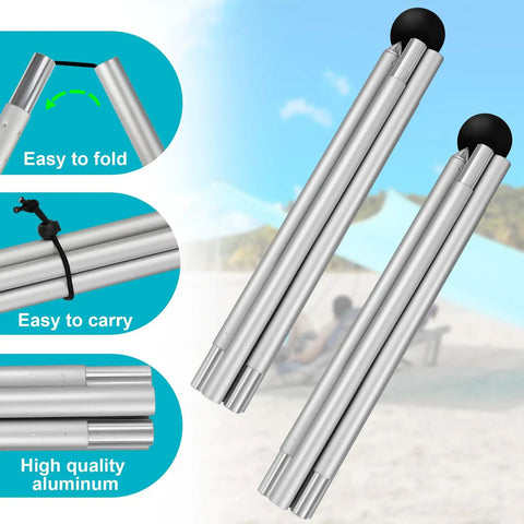 6.56ft Foldable Beach Tent Poles Replacement For Grande Canopy Aluminum Alloy Pole with features