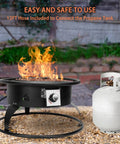 Outdoor Propane Fire Pit 22 Inch Smokeless Portable Fireplace With 12 Foot Hose And Lava Rocks for easy patio use