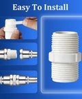 3/4 Inch PVC Pipe Fitting Hex Nipple G Three Fourth Male To G Three Fourth Male Thread Coupling Connector For Plumbing Schedule 40 Garden Hose Thread DIY Projects Home Or Industrial Use Durable PVC installed on threaded pipes