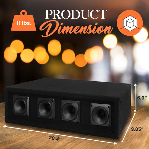 4 Way DJ Speaker System With 300 Watt Peak Power And 150 Watt RMS, Four 3 Inch Piezo Tweeters, 8 Ohm Impedance, Black Carpet Finish