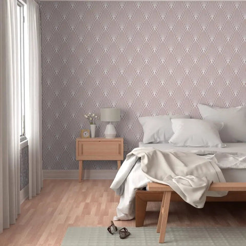 Top Tier Heavy Duty Geometric Stripes Wallcovering With Tough Matte Linen Finish Pvc Free Paste To Paper Pro Grade Home Makeover in a bedroom.