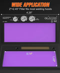 Leather Auto Darkening Welding Helmet With True Color Flip-Up Mask, 2x4 1/4 Variable Shade display, dimensions illustrated